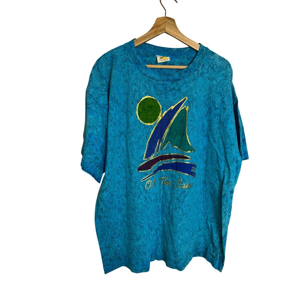 Vintage Women’s Blue Single Stitch Sail Boat USA Cotton Cali Sz XXL